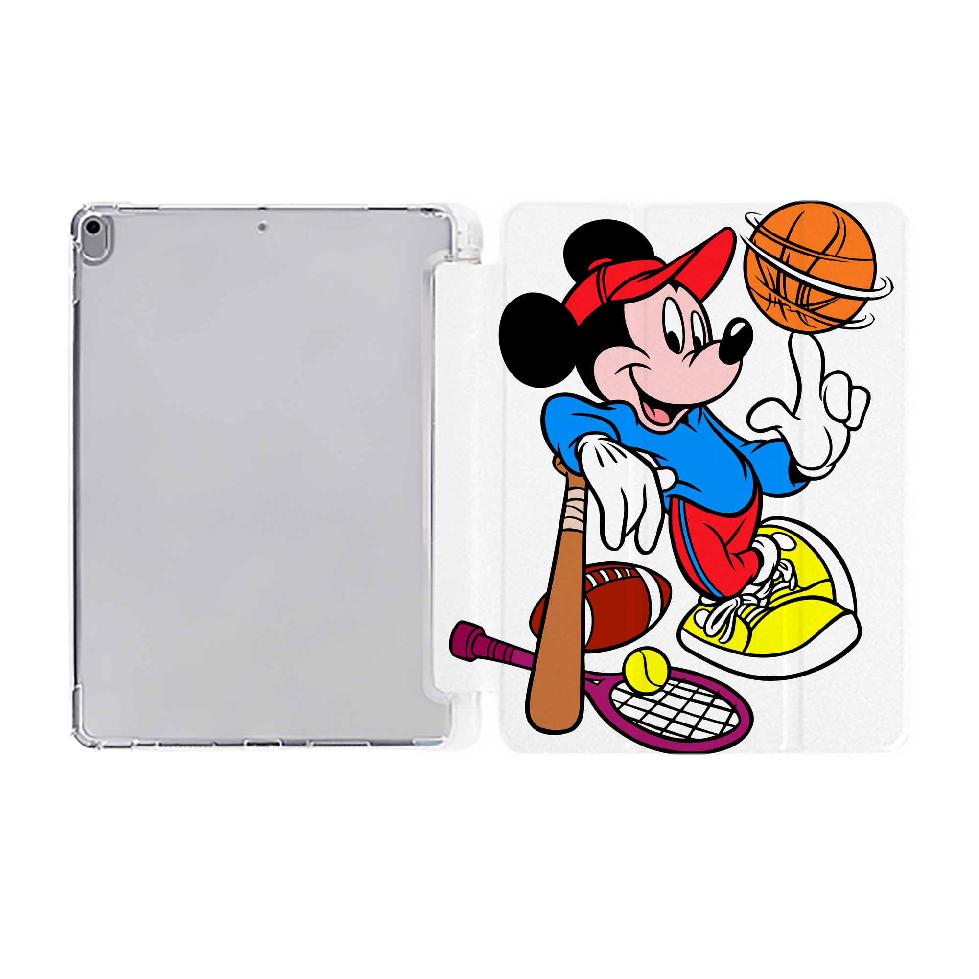 （画像用） ミッキーマウス Mickey Mouse IPad ケース ペン収納付き 三つ折りスタンド PUレザー×シリコン 対応機種9.5/10.5/10.9インチ